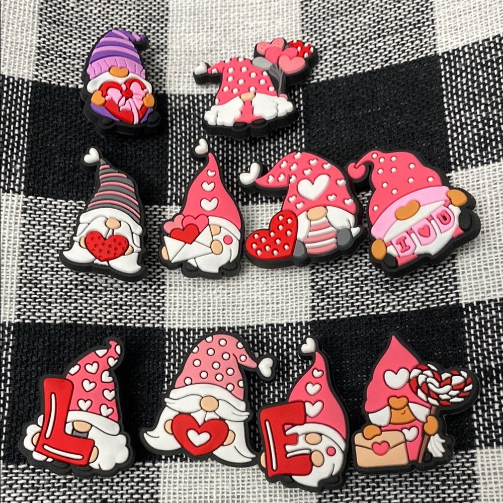 Lot of Gnome Croc Charms Jibbitz Love Valentine’s Day hearts
